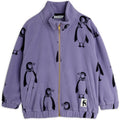 Veste en polaire recyclée imprimée Pingouin violet avec fermeture éclair et poches avant pour enfants