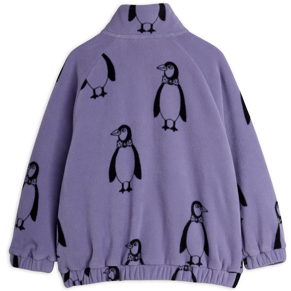 Veste en polaire recyclée imprimée Pingouin violet avec fermeture éclair et poches avant pour enfants