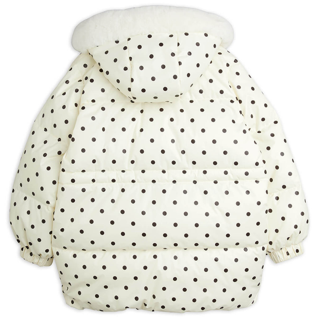Doudoune épaisse en polyester recyclé, blanc cassé, avec écussons appliqués et poignets élastiques, idéale pour l'hiver des enfants