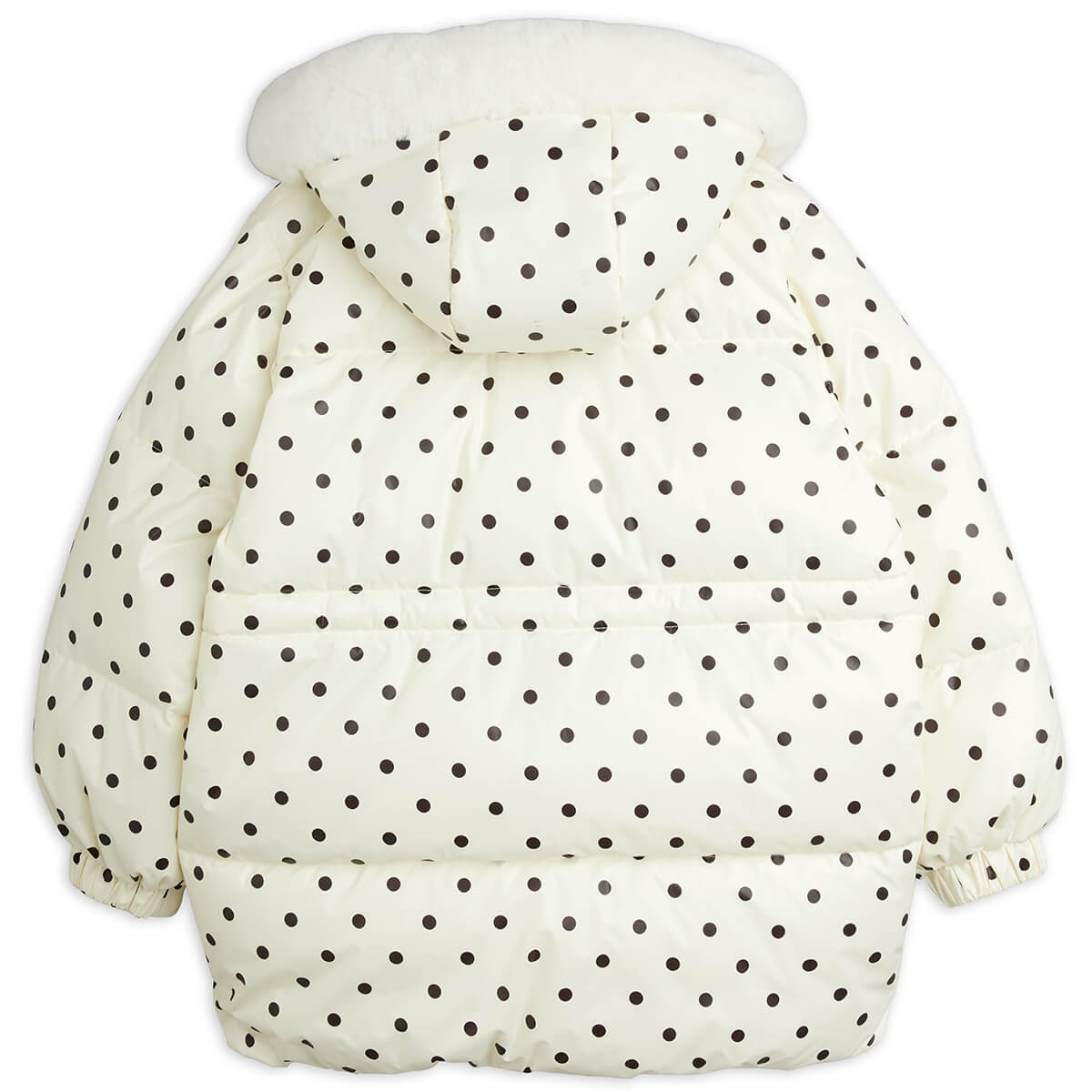 Doudoune épaisse en polyester recyclé, blanc cassé, avec écussons appliqués et poignets élastiques, idéale pour l'hiver des enfants