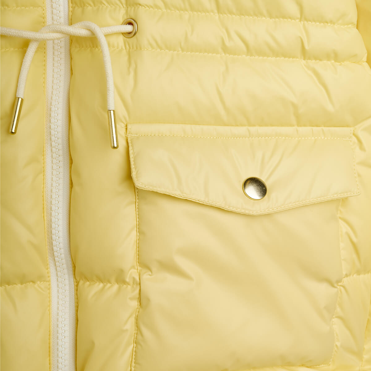 Doudoune épaisse en polyester recyclé avec appliqués patch jaunes et fermeture éclair imperméable pour enfant (hiver)