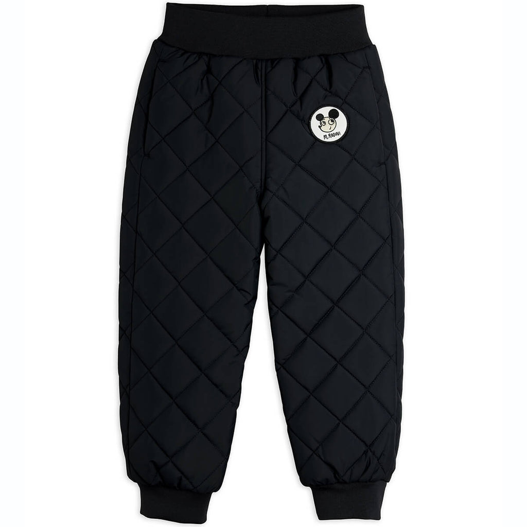 Pantalon matelassé noir en polyester recyclé avec taille élastiquée pour enfants (vêtement d'extérieur)