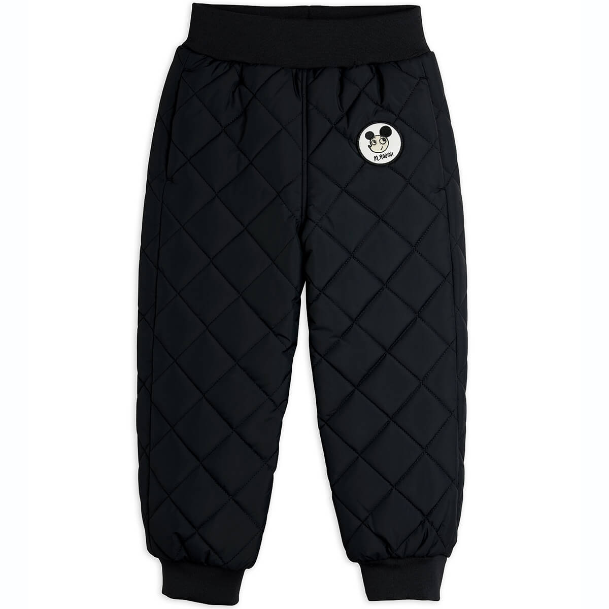 Pantalon matelassé noir en polyester recyclé avec taille élastiquée pour enfants (vêtement d'extérieur)
