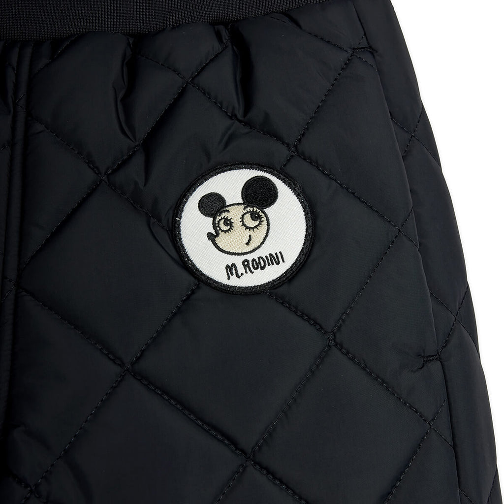 Pantalon matelassé noir en polyester recyclé avec taille élastiquée pour enfants (vêtement d'extérieur)