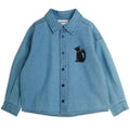 Chemise en jean en coton biologique Motif Moufette bleue avec col classique et fermeture boutonnée pour enfants Style décontracté