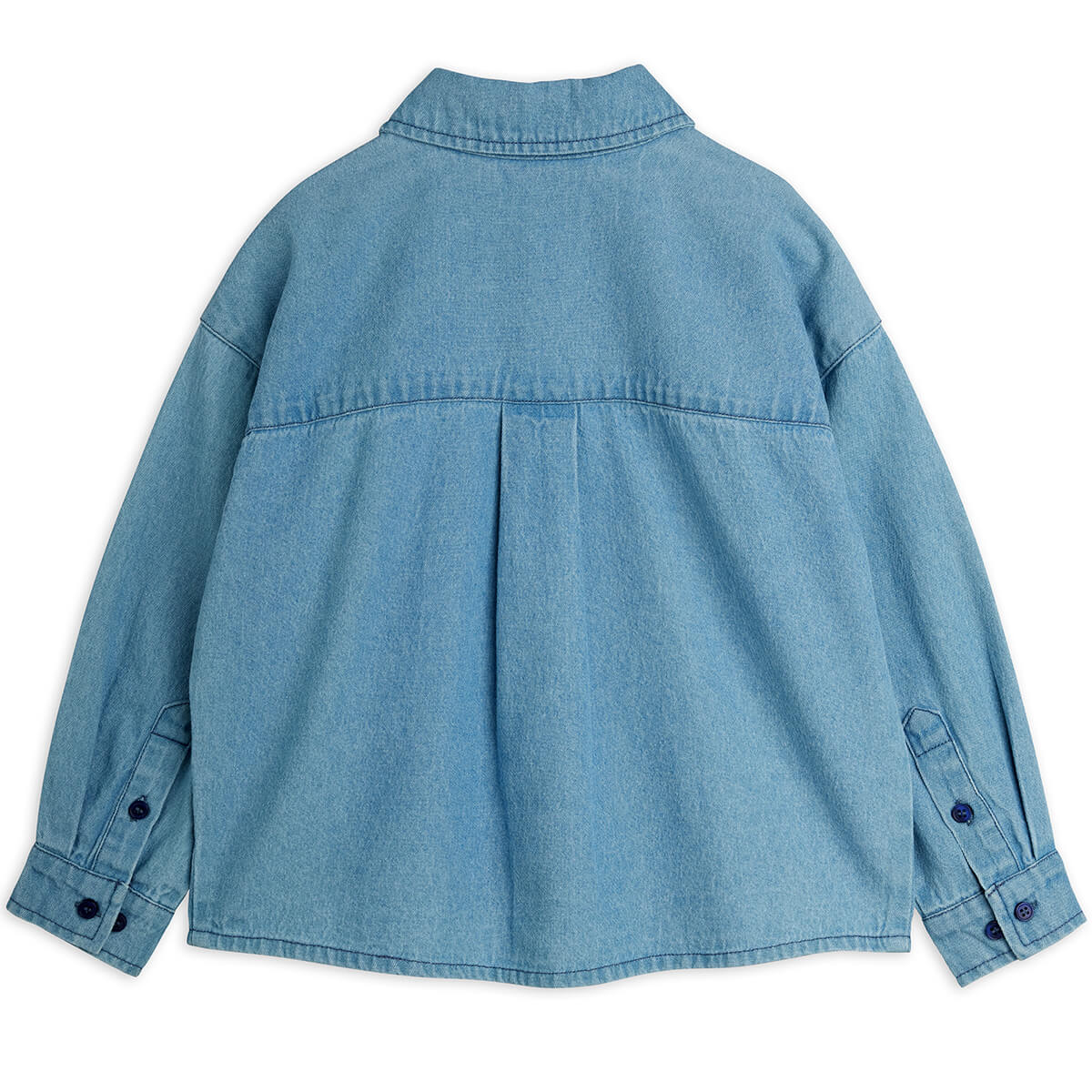 Chemise en jean en coton biologique Motif Moufette bleue avec col classique et fermeture boutonnée pour enfants Style décontracté