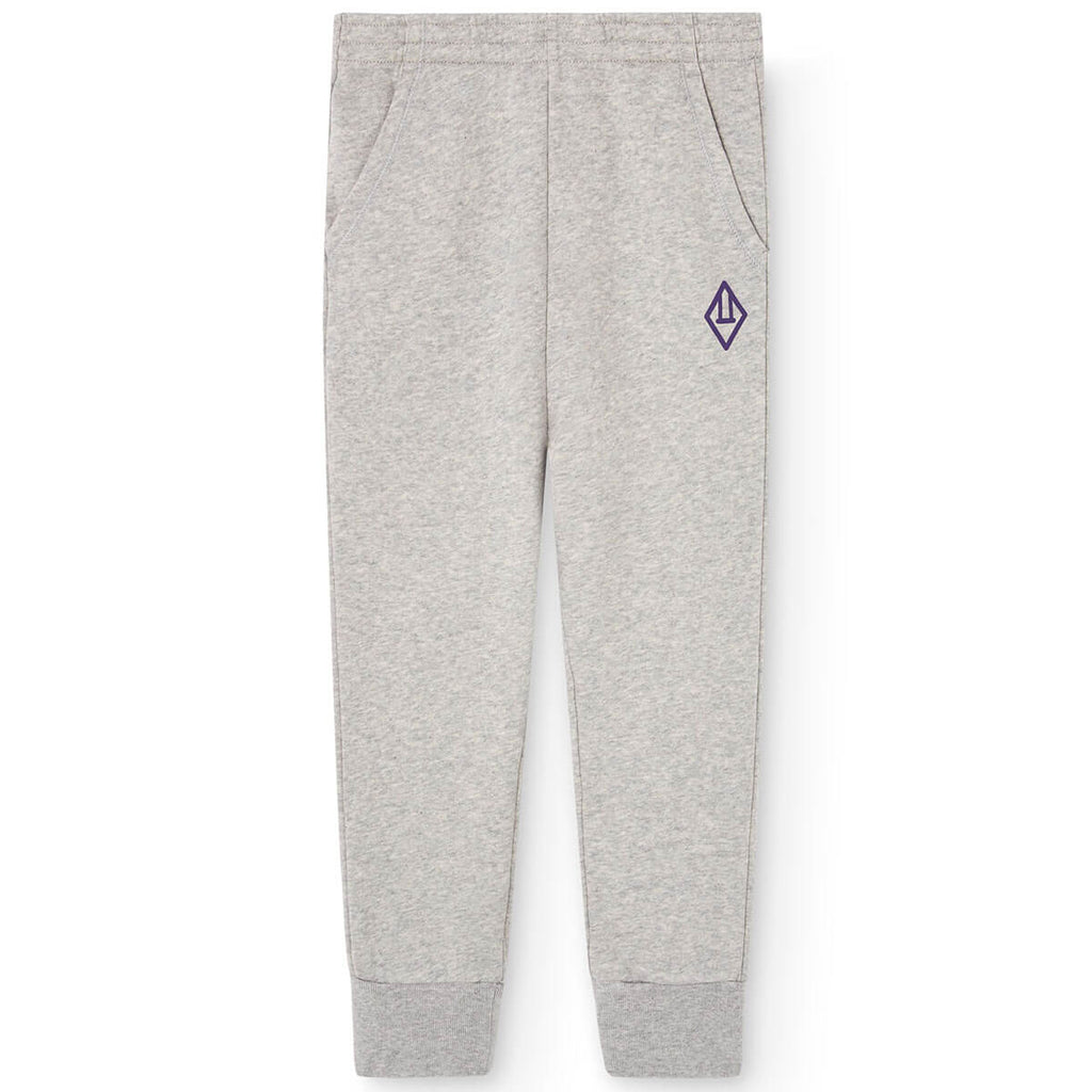 Pantalon de jogging décontracté en coton gris chiné avec taille élastique pour enfants