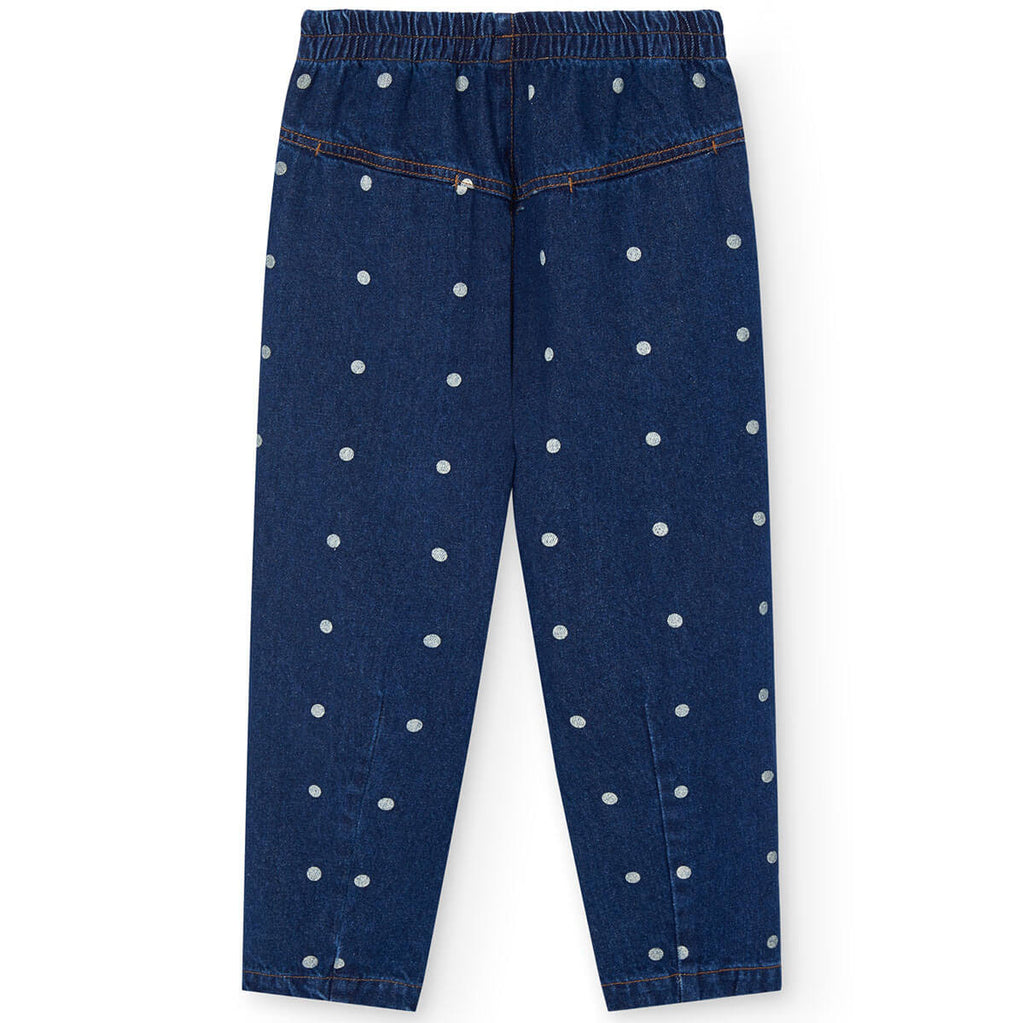 Pantalon fuselé en jean à pois bleus avec taille élastiquée pour enfant