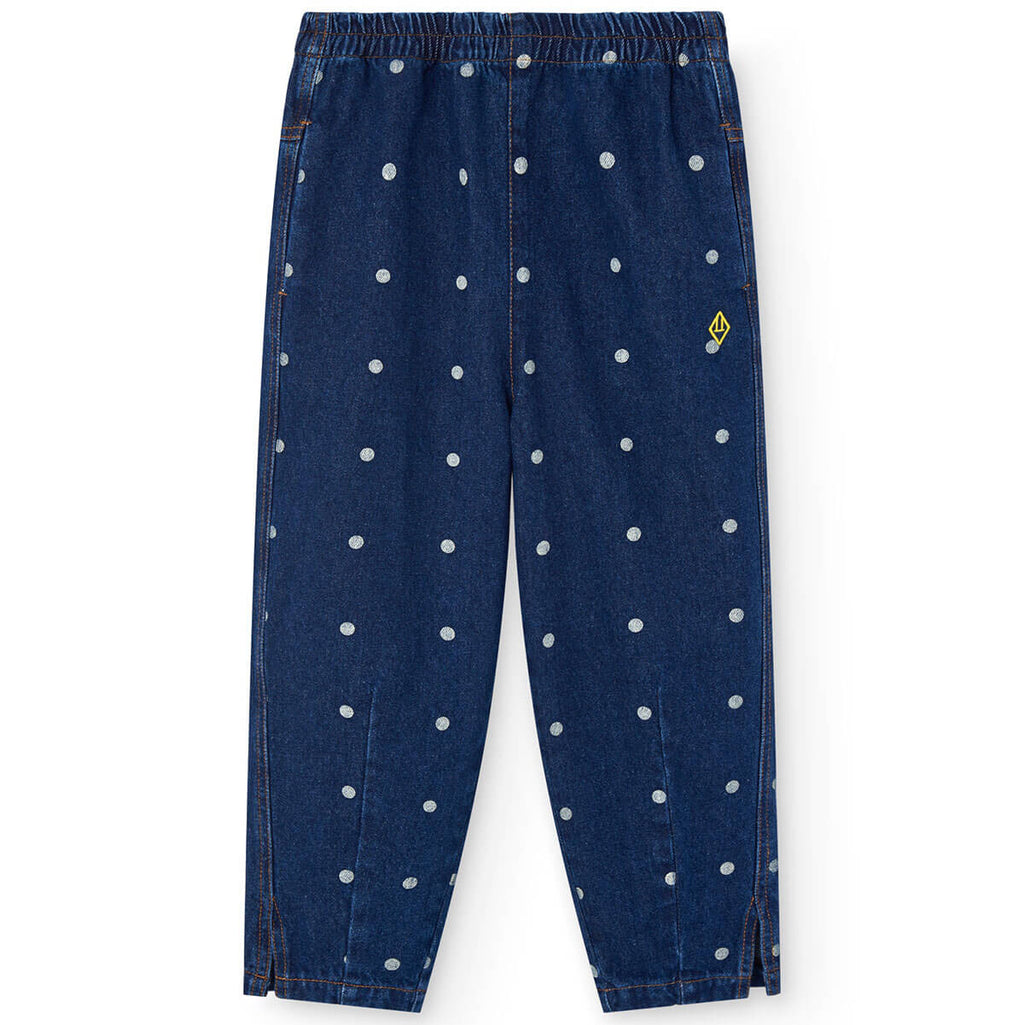 Pantalon fuselé en jean à pois bleus avec taille élastiquée pour enfant