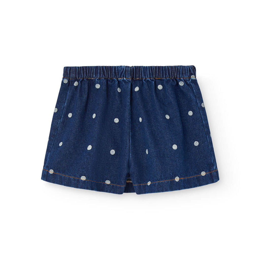 Jupe-short en jean à pois bleus avec short intégré pour enfants