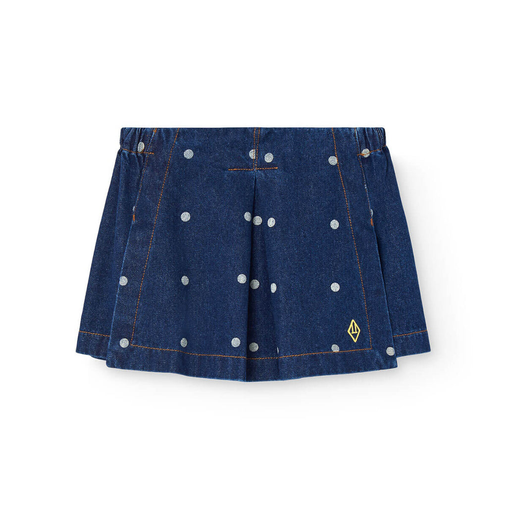 Jupe-short en jean à pois bleus avec short intégré pour enfants