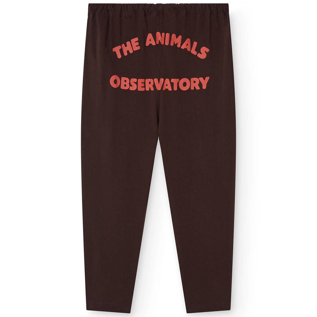 Pantalon de jogging en coton biologique marron foncé avec pli ajustable et cheville à bouton-pression pour enfants