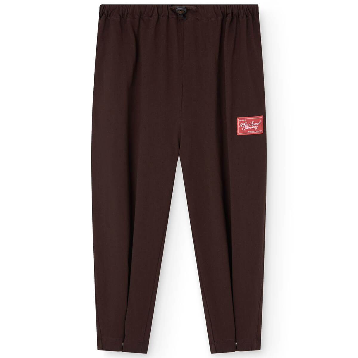 Pantalon de jogging en coton biologique marron foncé avec pli ajustable et cheville à bouton-pression pour enfants